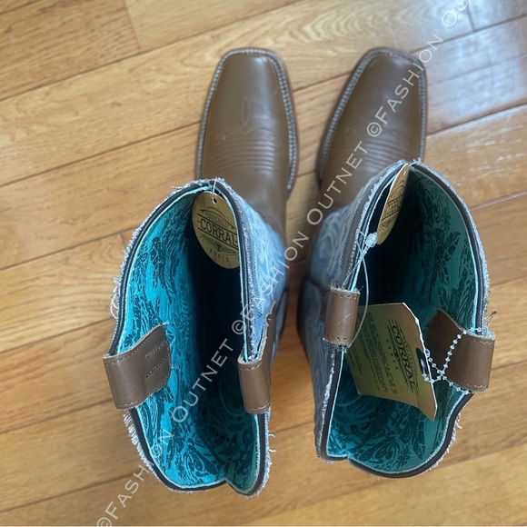 Corral Women's Saddle Cowhide Square Toe Western Boots Denim Embroidery Sz 10 - Picture 10 of 16